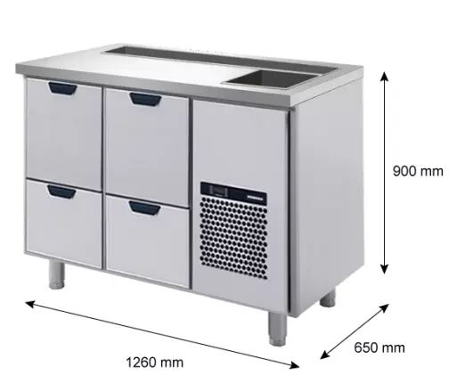 Baarimestarinpöytä CL-B2S-2-2-CE - Ravintolan kylmävetolaatikostot - 200151 - 1