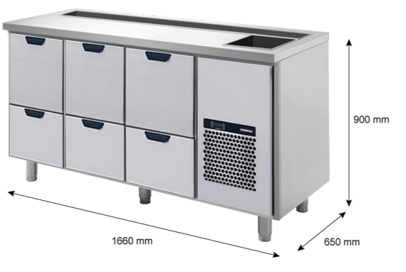 Baarimestarinpöytä CL-B2S-2-2-2-CE - Ravintolan kylmävetolaatikostot - 200153 - 1