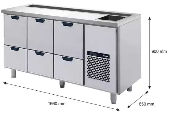 Baarimestarinpöytä CL-B2S-2-2-2-CE - Ravintolan kylmävetolaatikostot - 200153 - 1
