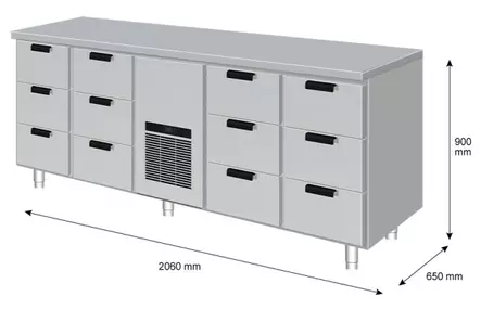 Porkka kylmävetolaatikko 206cm - Ravintolan kylmävetolaatikostot - 200444 - 1