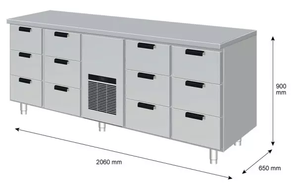 Porkka kylmävetolaatikko 206cm - Ravintolan kylmävetolaatikostot - 200444 - 1
