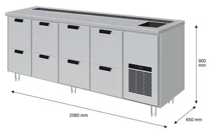 Baarimestarin työpöytä 206cm - Ravintolan kylmävetolaatikostot - 200445 - 1
