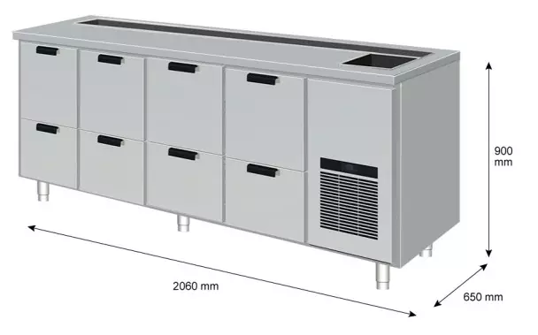 Baarimestarin työpöytä 206cm - Ravintolan kylmävetolaatikostot - 200445 - 1