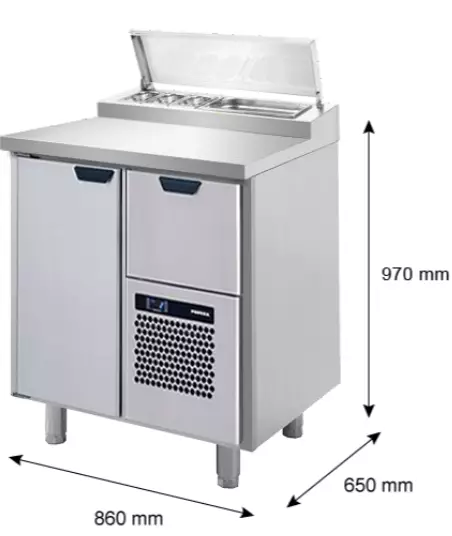 Kylmäkön työpöytä CL-P/S-1-CDE - Ravintolan kylmävetolaatikostot - 200147 - 1