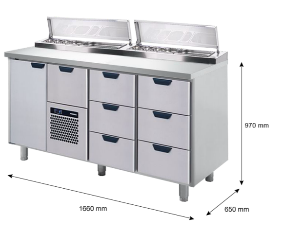 Kylmäkön työpöytä CL-P/S-1-CDE-3-3 - Ravintolan kylmävetolaatikostot - 200149 - 1