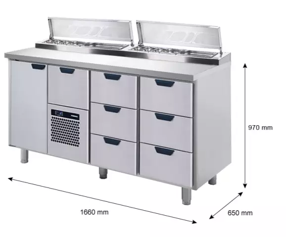 Kylmäkön työpöytä CL-P/S-1-CDE-3-3 - Ravintolan kylmävetolaatikostot - 200149 - 1